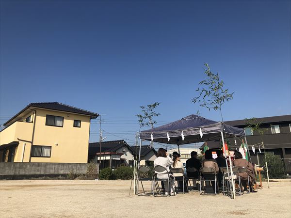 山口県岩国市で注文住宅新築工事のための地鎮祭をおこないました。