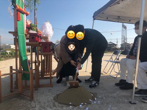 山口県岩国市の地鎮祭の様子です。